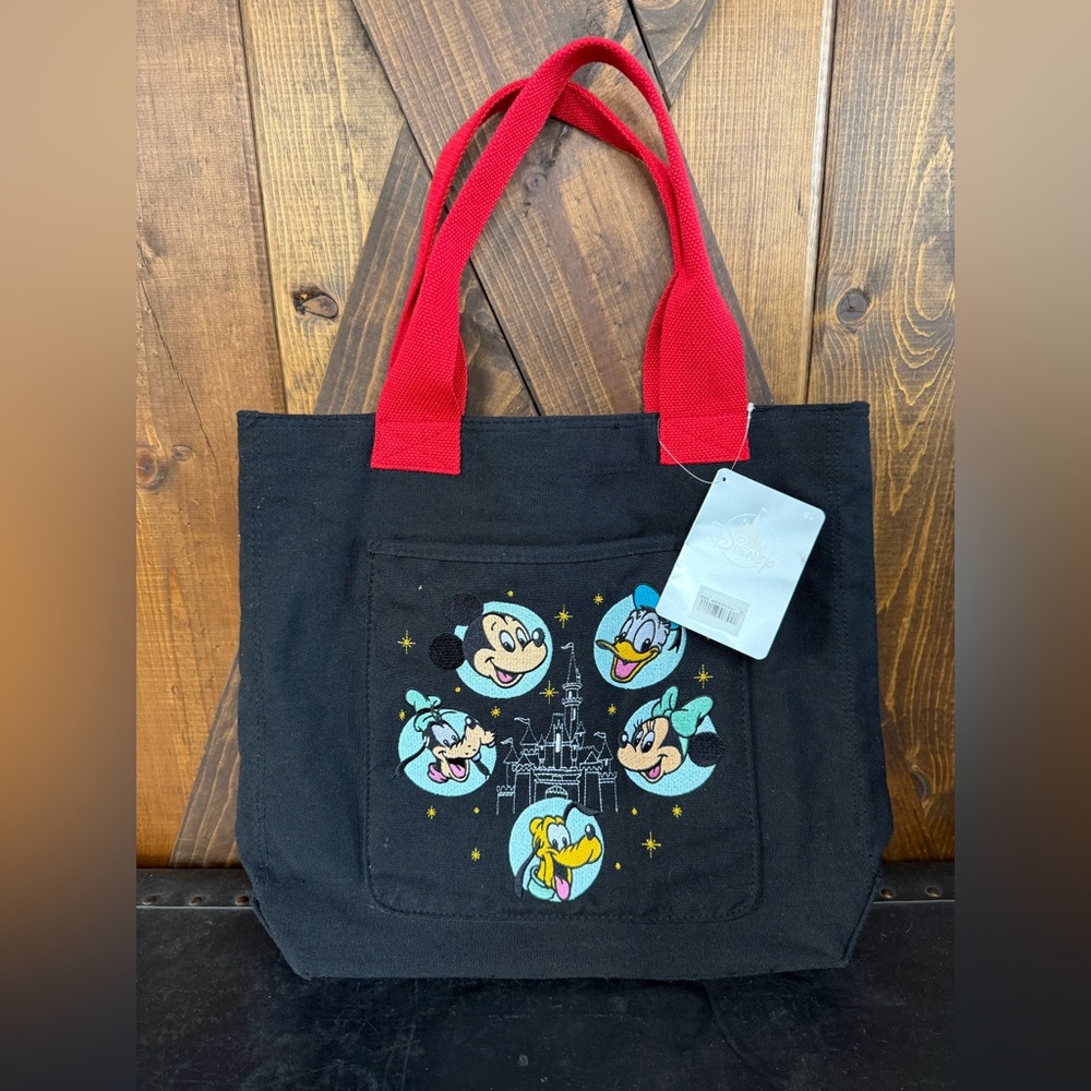 Disney Black Tote with Red Straps and Classic Character Design